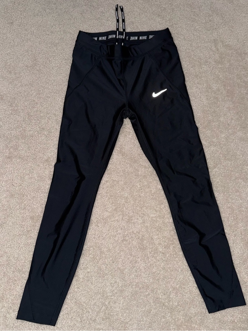 Nike Black Athletic Leggings with White Swoosh